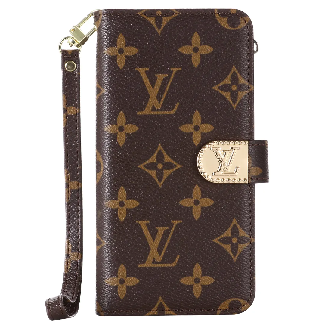 Monogram LV canvas leather wallet iPhone Samsung mobile phone case