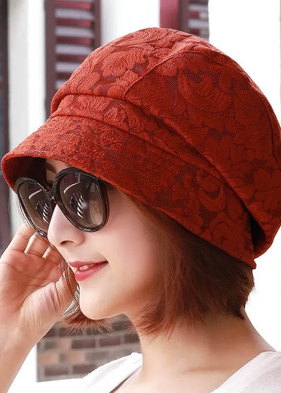 Chic Orange Embroidery Floral Lace Bucket Hat