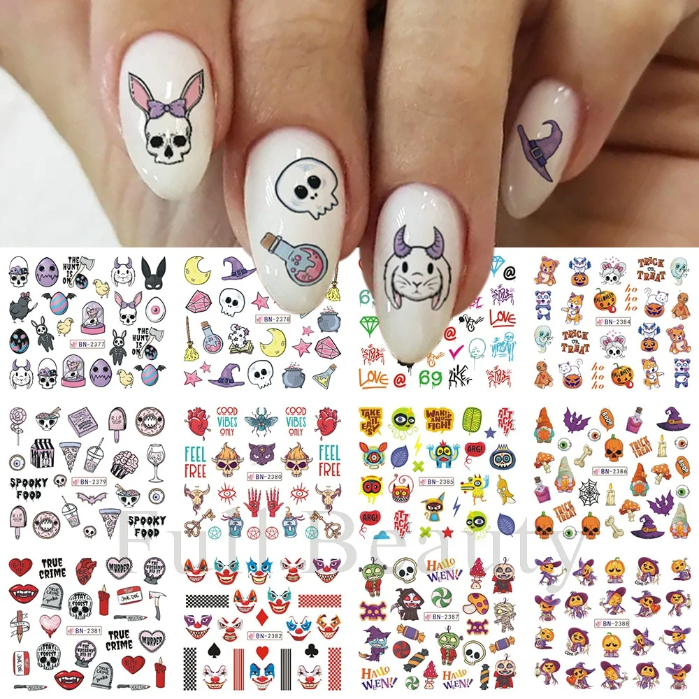 Churchf Graffiti Nail Stickers Lettering Water Nail Decals Trippy Rainbow Lips Sliders French Manicure Tips Watermarks GLJF37-48-Nail Inspo