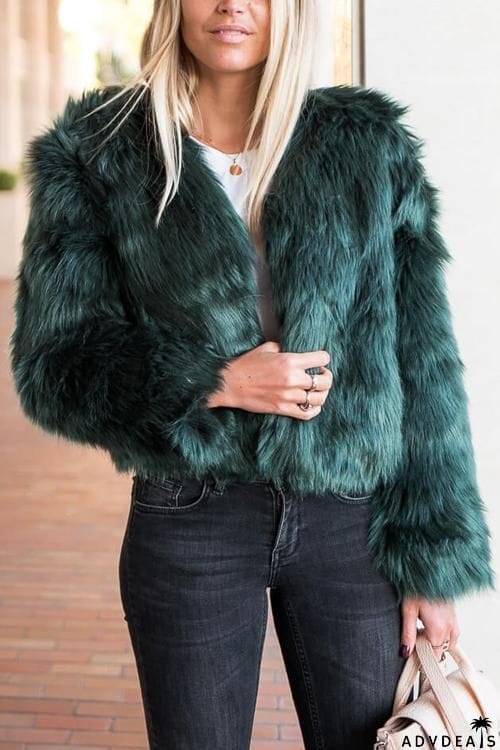 Faux Fur Long Sleeve Short Coat
