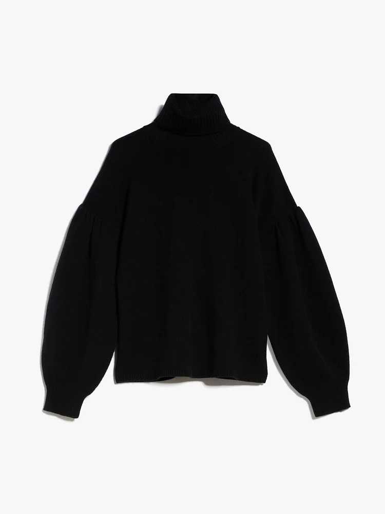 Wide-sleeved wool and cashmere jumper - BLACK