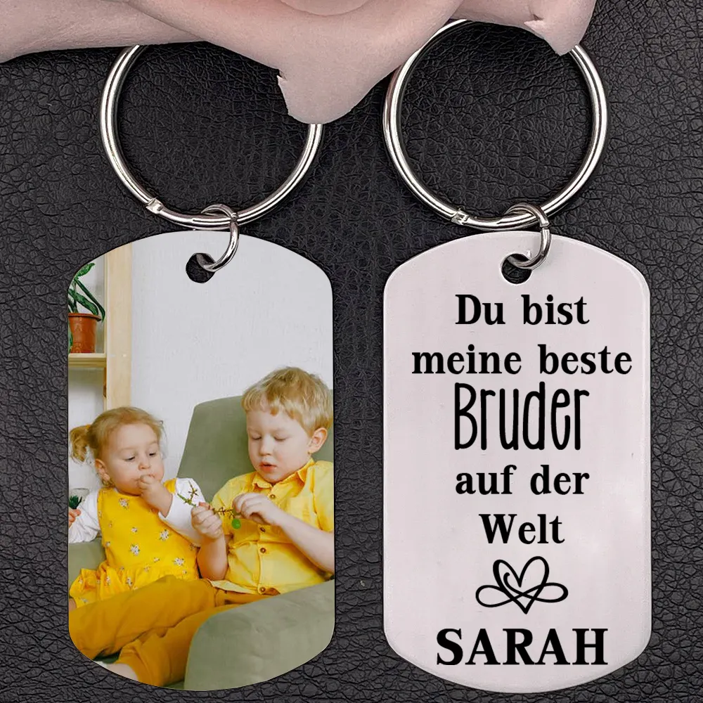 Personalisiert Schlüsselanhänger Für Bruder – Aus Edelstahl, Geschenk Zum Geburtstag Oder Weihnachten | Mit Gravur „Bruder“
