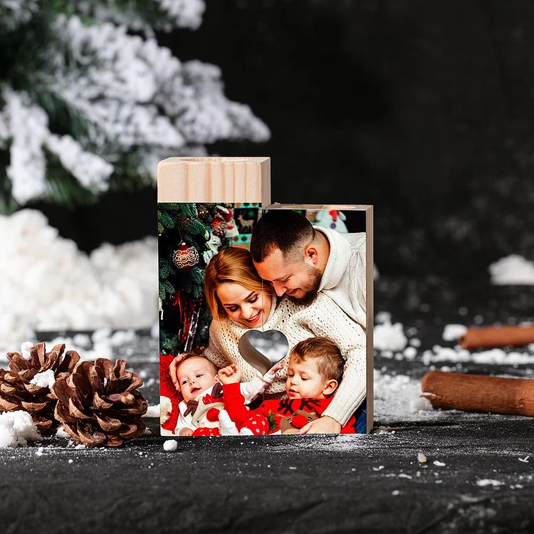 Personalized Photo Custom Candle Holder Wooden Colorful