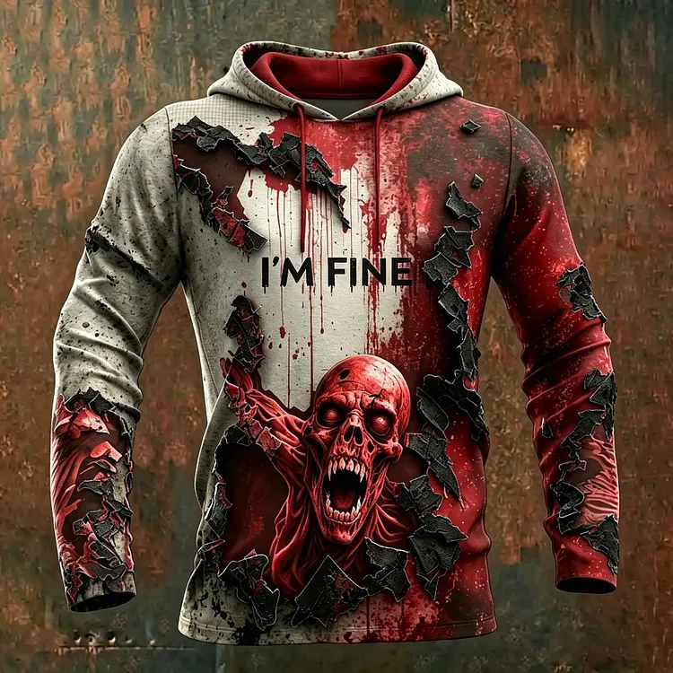 Men's Classic Zombie Breakthrough 3d Print T‑shirt, Problem Solved Horror Art Long Sleeves Hoodie