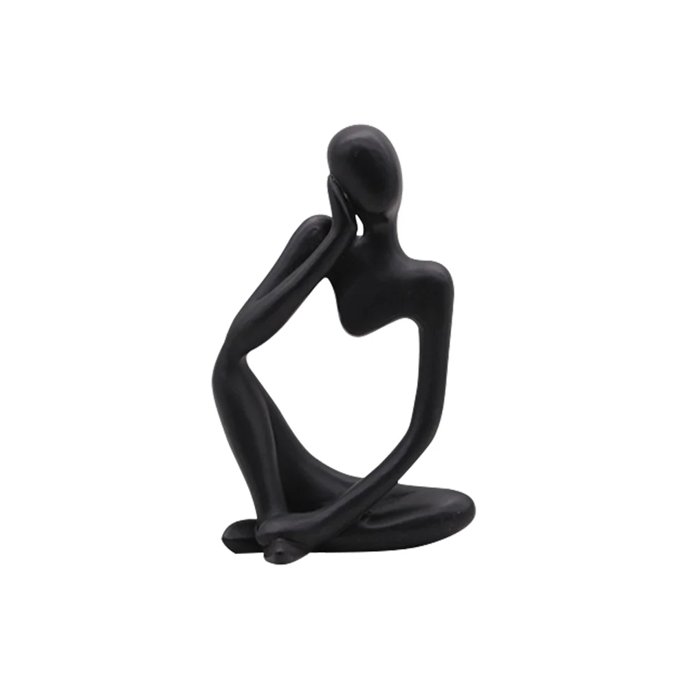 Abstract Thinker Statue Mini Office Crafts Sculpture (Black Think Left)