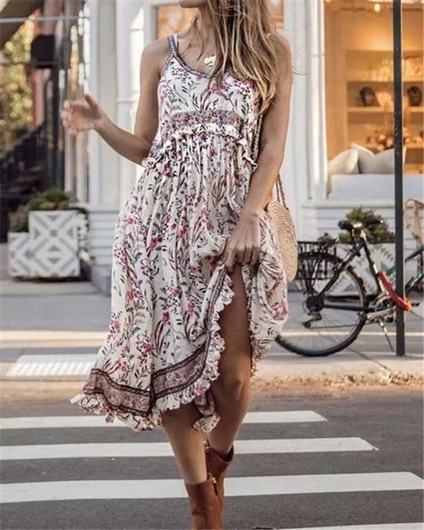 bohemian sleeveless u neck summer beach holiday dresses p94516