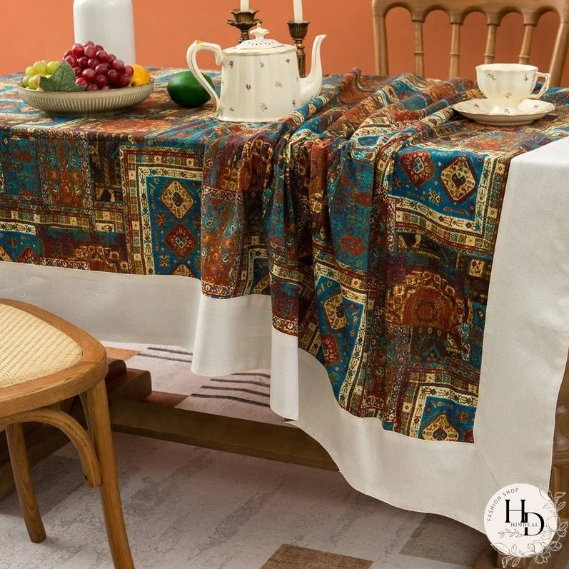 Bohemian Cotton Linen Tablecloth, Living Room, Coffee Table, Household Rectangular Dining Table, Table Mat, Dustproof Tablecloth