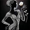 DIY Pearl Painting Silhouette Lady for Home Wall Decor with Frame(30*30cm)