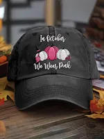 Unisex Autumn Pink Pumpkin In October We Wear Pink Hat - Image 3