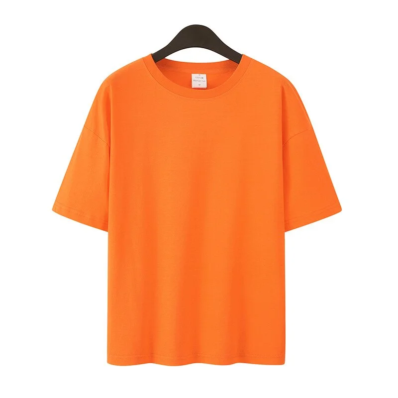 Summer T-Shirts Women Short Sleeve Lovers T shirt 100% Cotton Loose Lady Tops Tees Casual Solid Color White