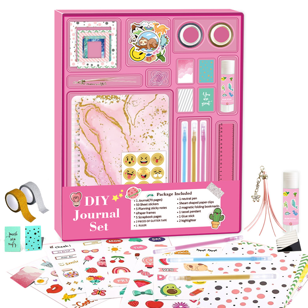 Creative Kids Journal Kit - DIY Memory Scrapbook & Stickers Gift Set