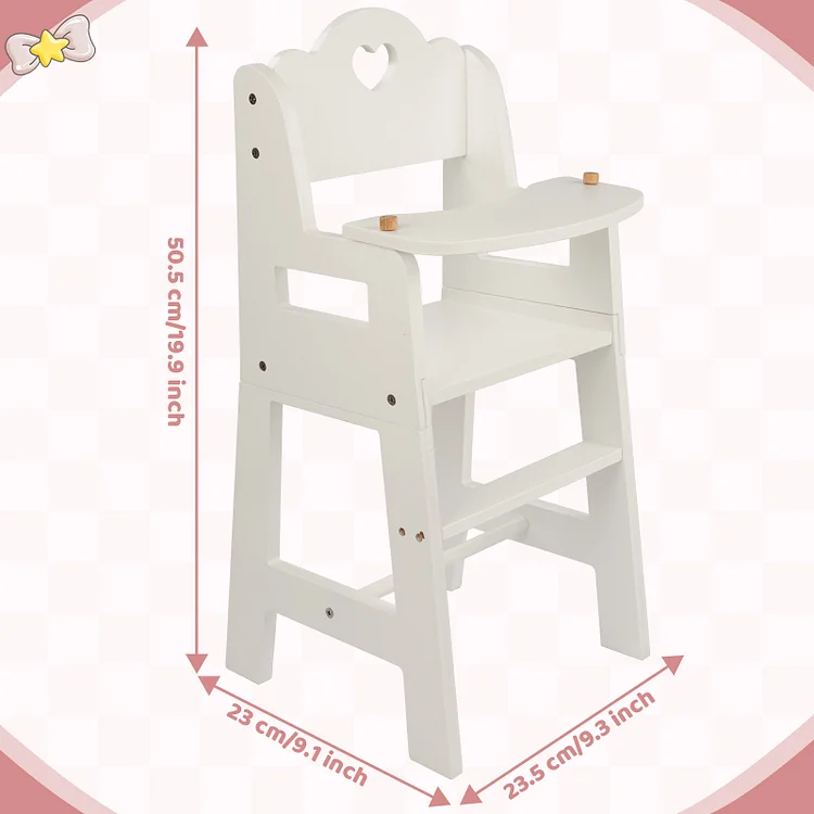 Babeside 17"-22" Reborn Baby Dolls Beige Heart Dining Chair Accessories