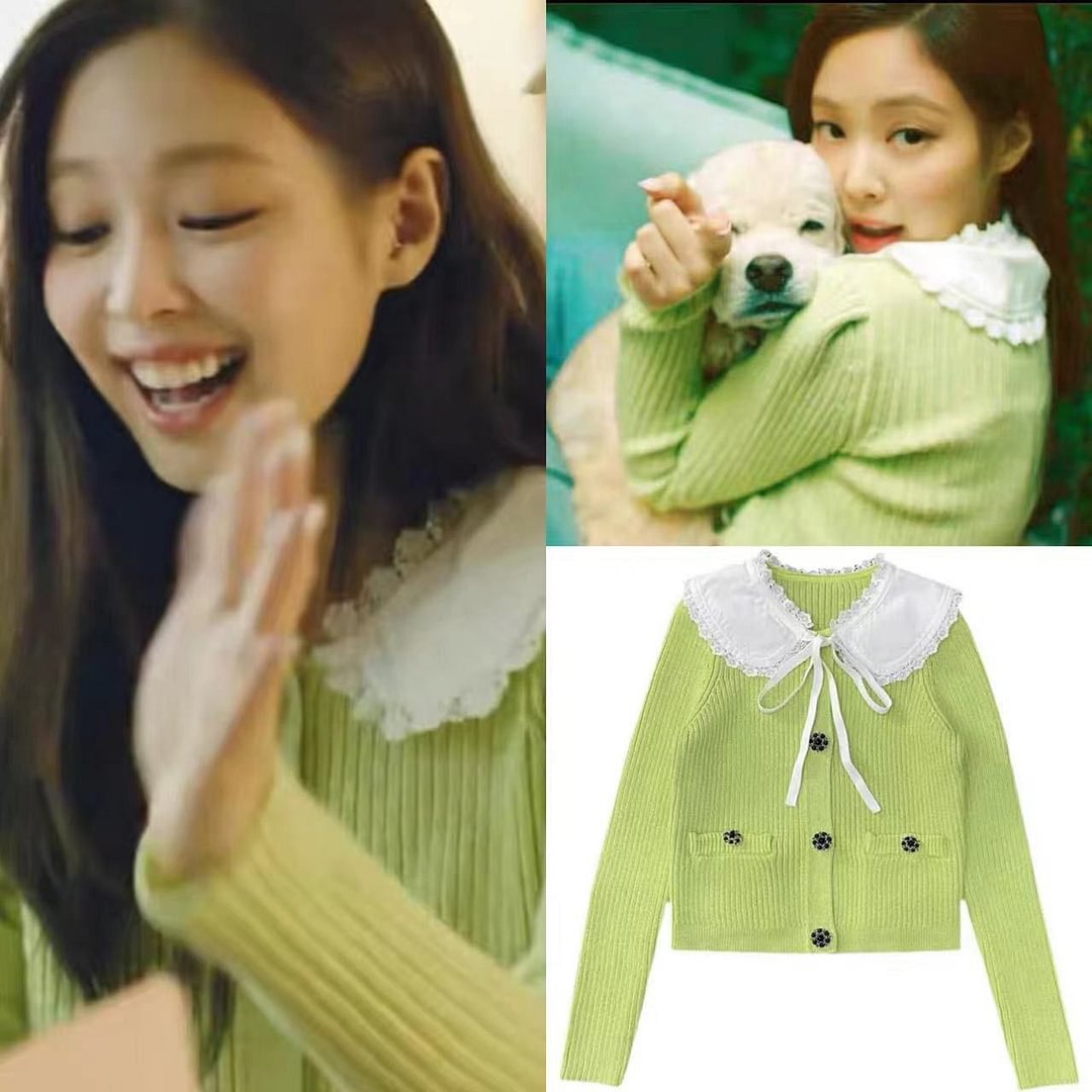 Blackpink jennie green knitted sweater