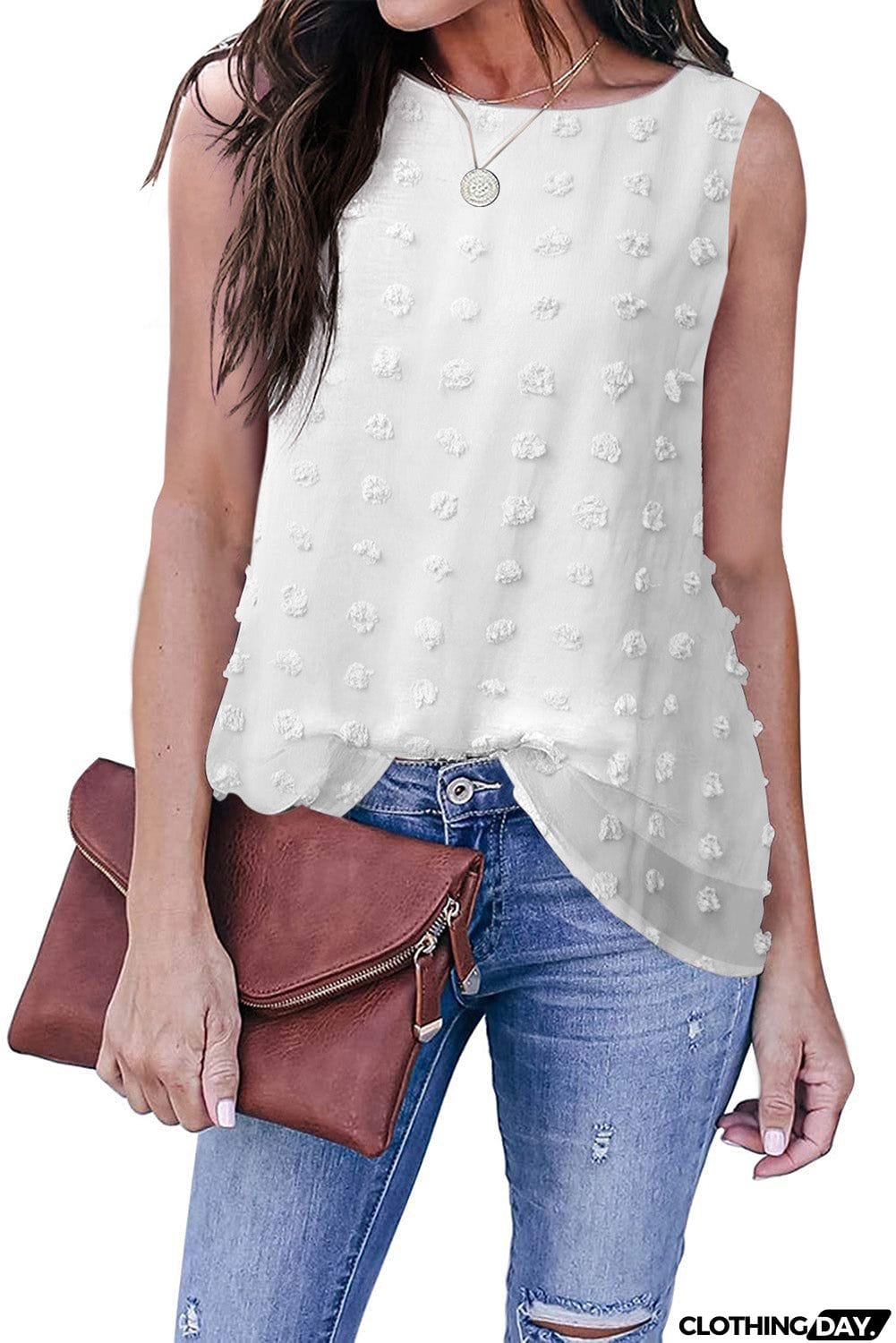 Crew Neck Swiss Dot Tank