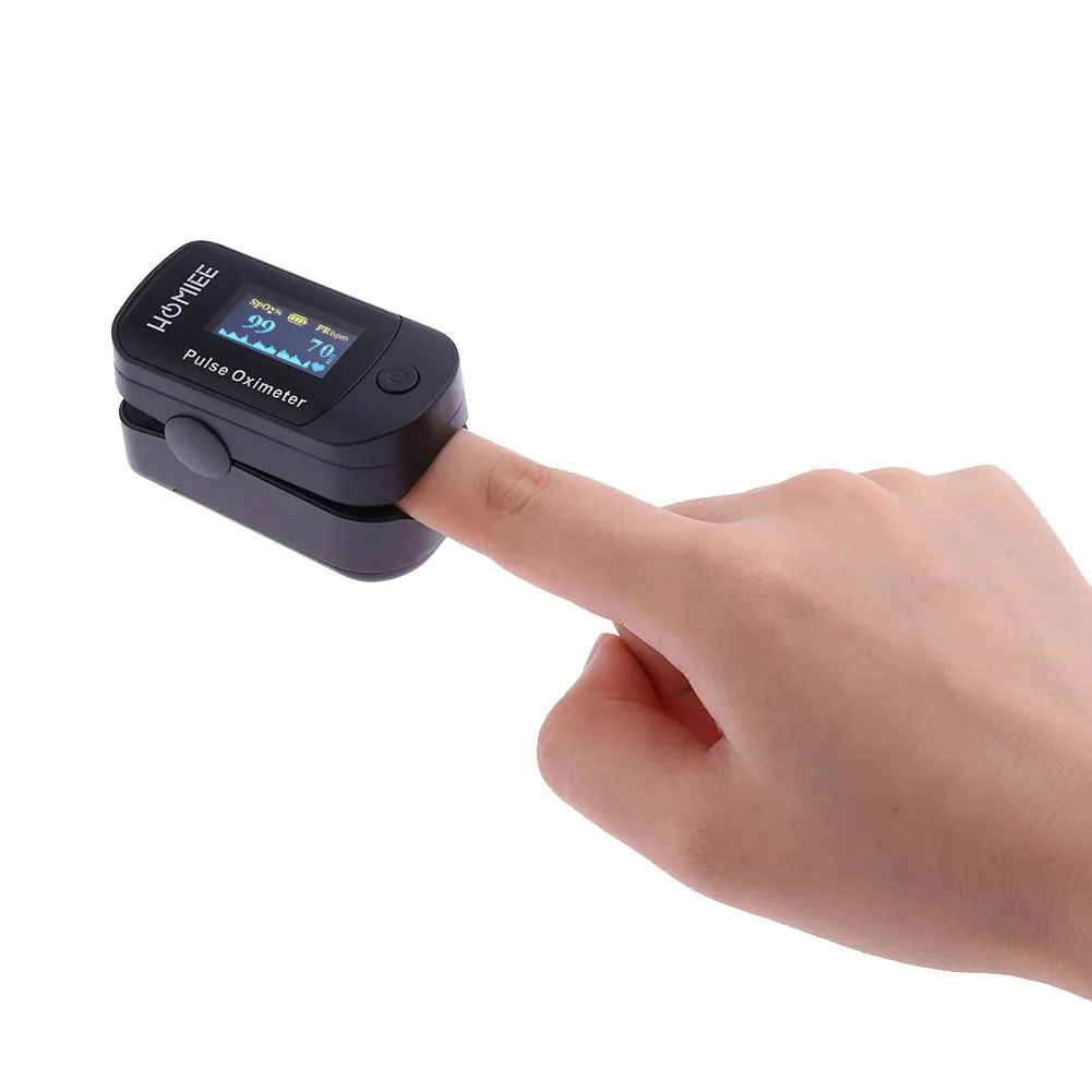 Digital Finger Pulse Oximete 4 Directions Mini Household Health Monitors (Black)
