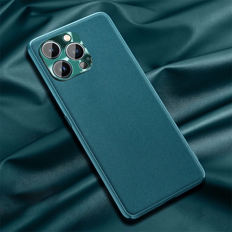 Metal Lens Leather Texture Phone Case For iPhone