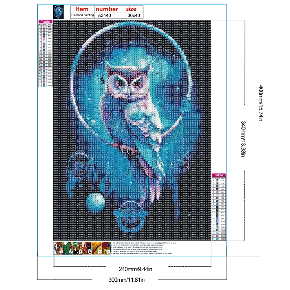 Diamond Painting - Full Round Drill - Owl Dreamcatcher(Canvas|30*40cm)