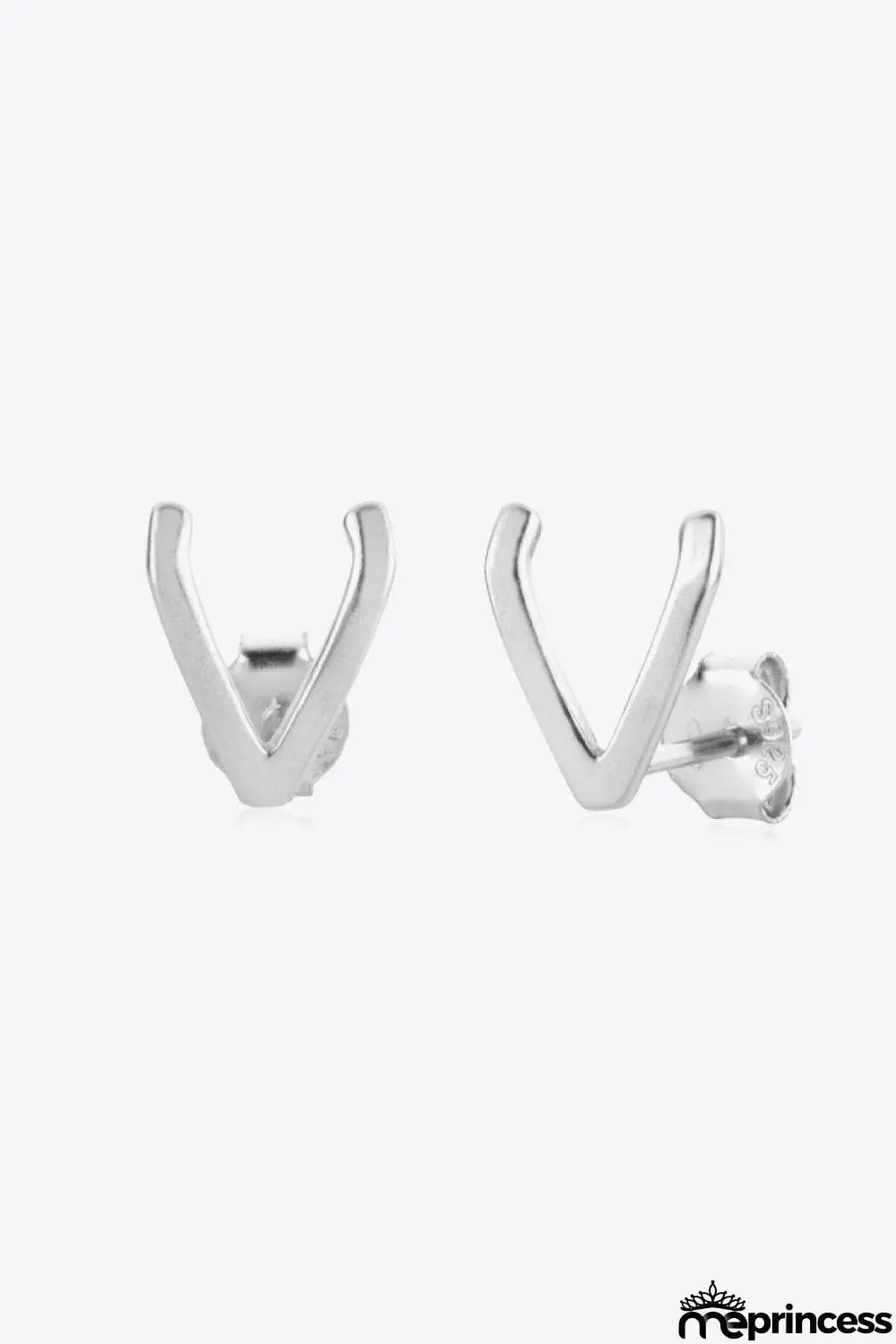 Zircon Letter V Stud Earrings