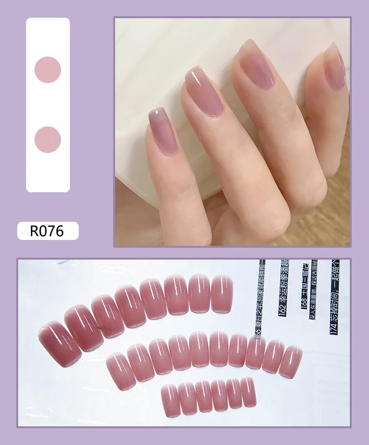 Cnneeds Pink Gradient Coffin Nails – Glossy Press On Nails for Women  