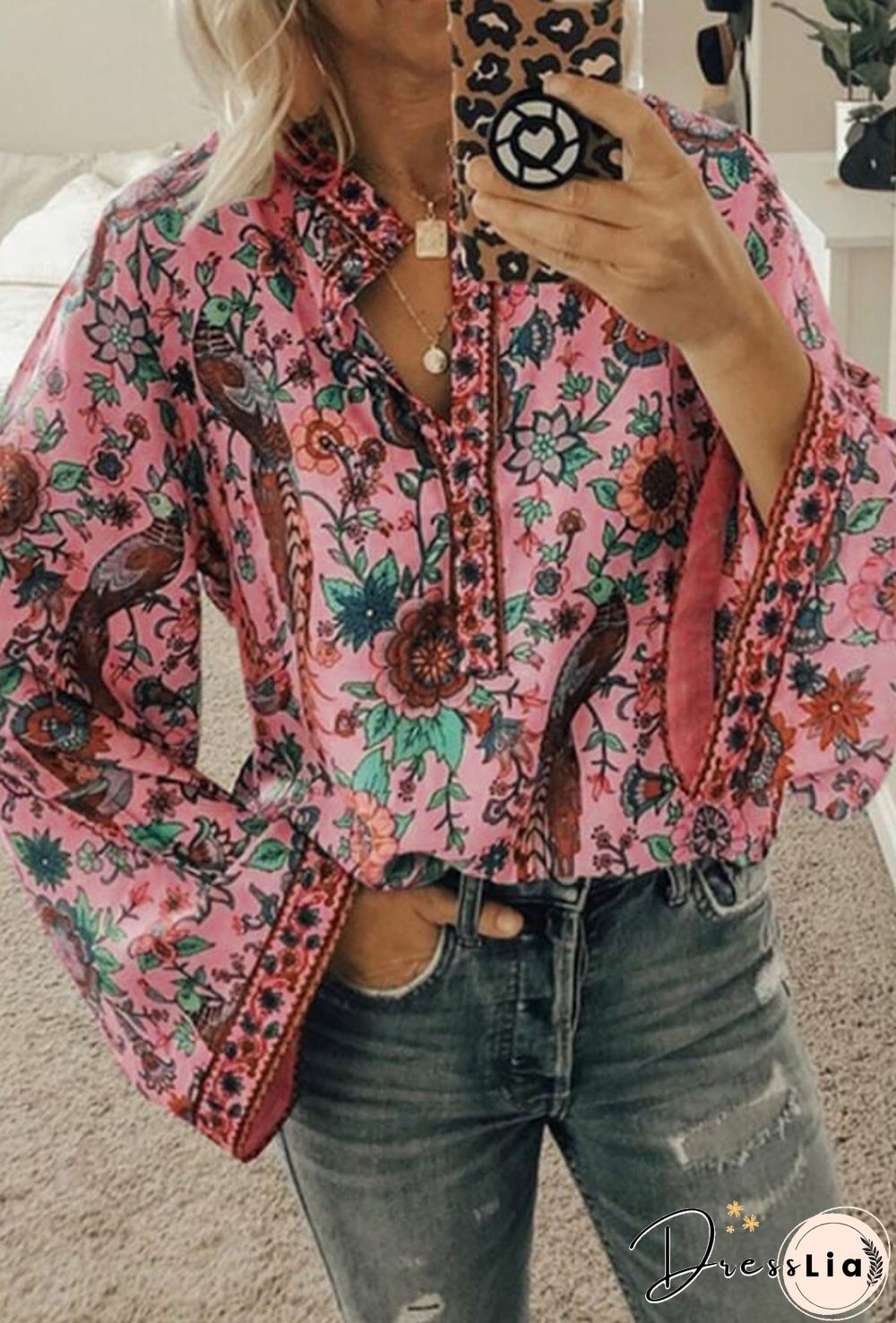 Fashion Casual Floral Print Blouse