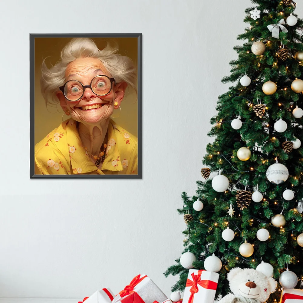 Diamond Painting - Full Round Drill - Cute Old Granny(Canvas|30*40cm)