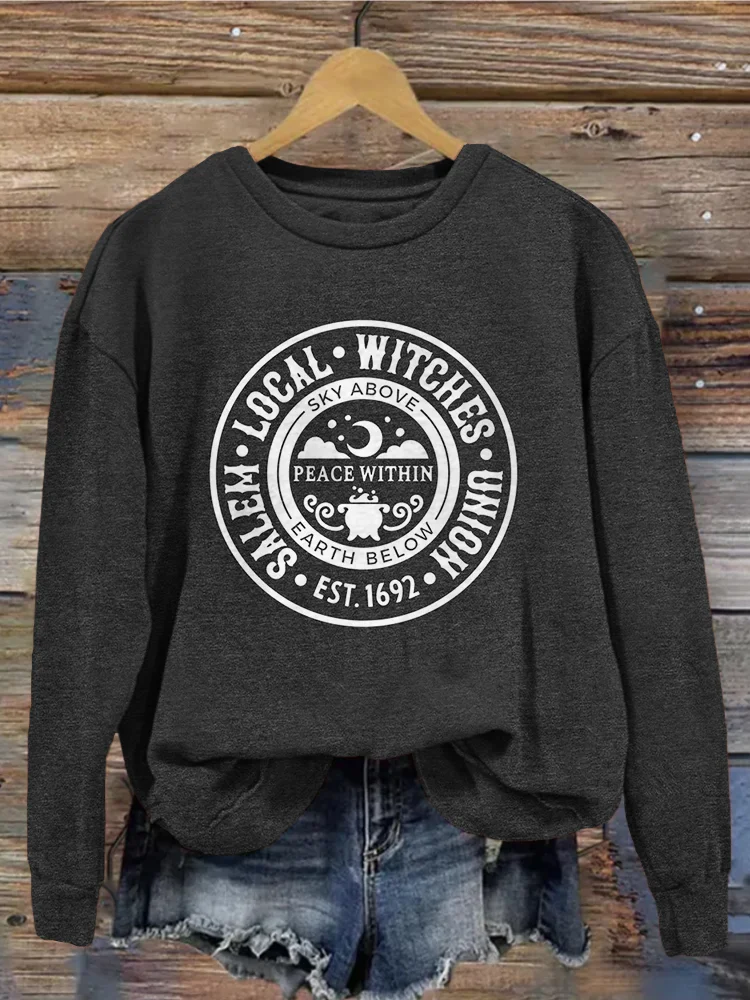 Salem Local Witches Union Halloween Washed Sweatshirt socialshop