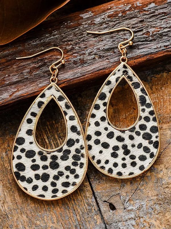 Leopard Hollow Out Hook Earrings