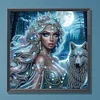 Wolf und Mädchen - speziell geformtes Diamantgemälde - 30*30cm