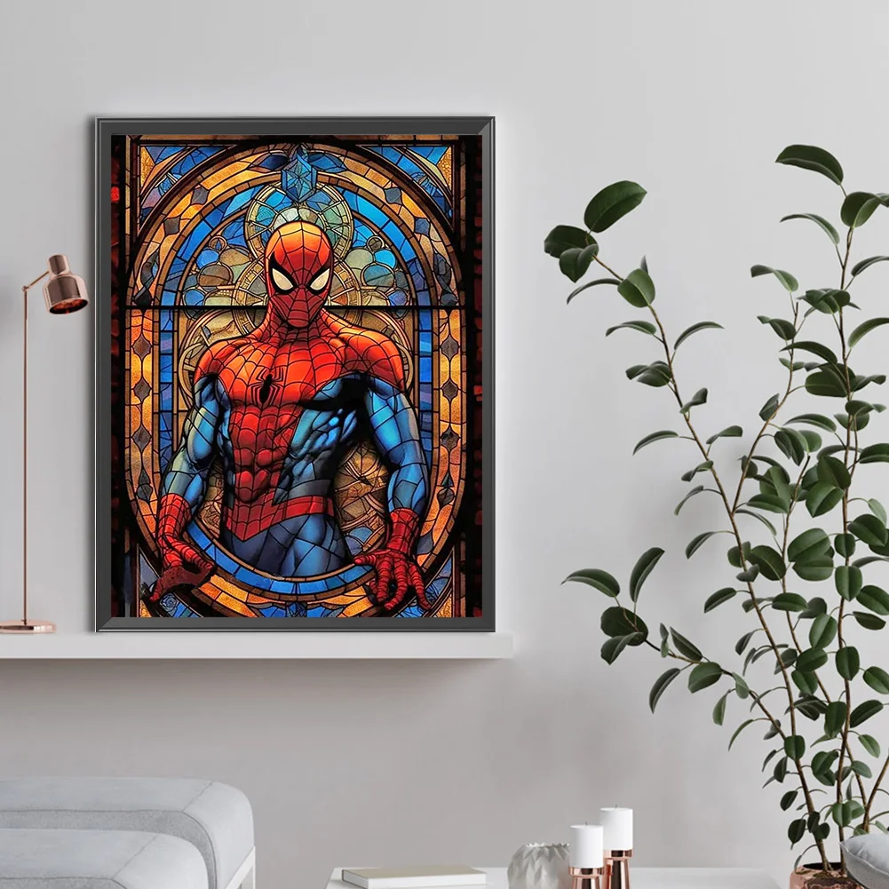 Diamond Painting - Full Round Drill - Stained Glass Spider Man(Canvas|30*40cm)
