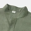 Men's Linen Shirt Henley Shirt Front Pocket Casual Shirt Black Short Sleeve Plain Hawaiian Holiday Clothing by Inlyline