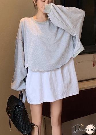 Luxury Color Block Gray Asymmetrical Sweat Shirts Tracksuits