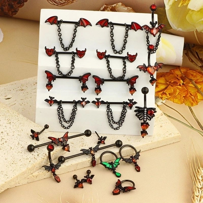 1 Set Belly Rings Minimalist Heart Shape 316 Stainless Steel  Copper Inlay Zircon