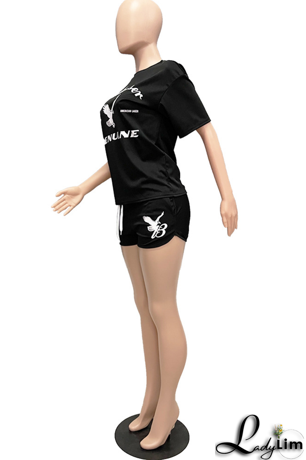 Red Fashion Print Split Joint O Neck Short Sleeve Two Pieces