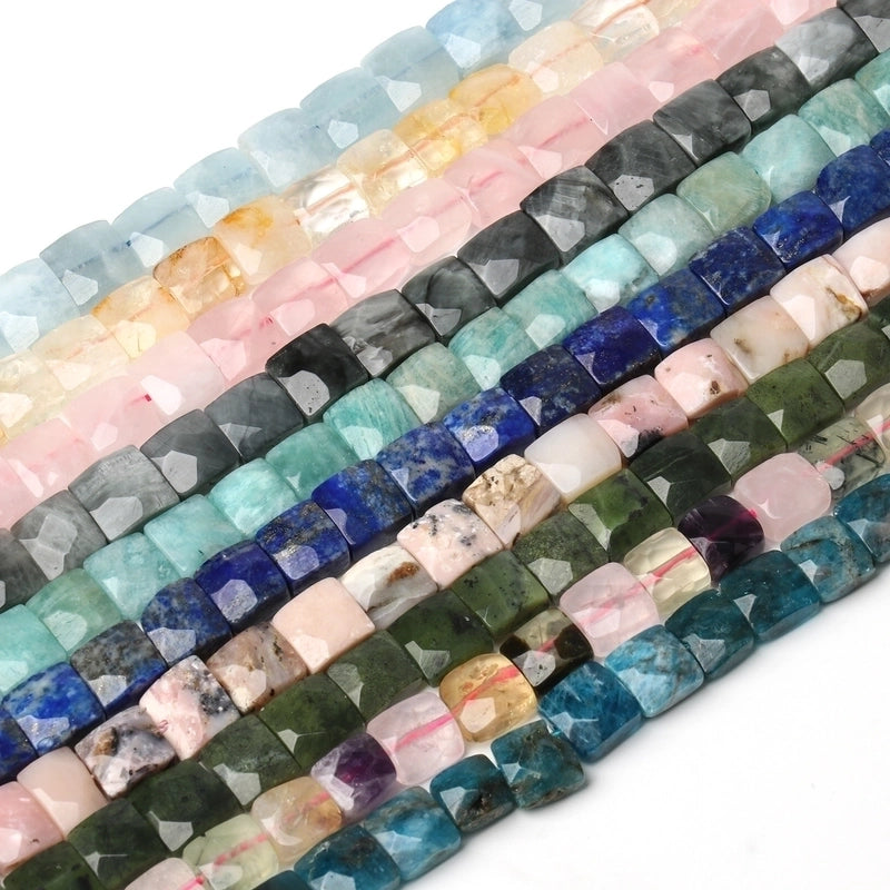 Natural 10x10x5mm Square Irregular Cut Surface AA Citrine Sea Blue Baojia Jade Pink Crystal Loose Beads Accessories