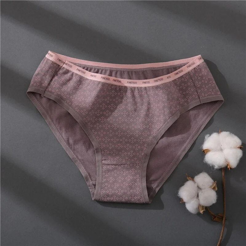 FINETOO Women 1Pc/2Pcs Cotton Panties Female Print Briefs Sexy Low-Rise Underpants Girls Cute Plus Size M-2XL Intimates Lingerie