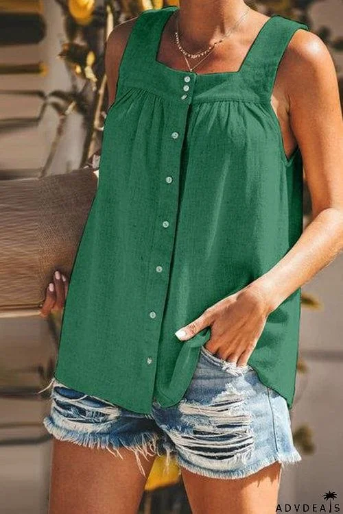 Summer Loose Square Neck Vest Top