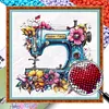Flower Sewing Machine-Partial 11CT Stamped Cross Stitch Bead Embroidery 36*36cm tapestrymarket