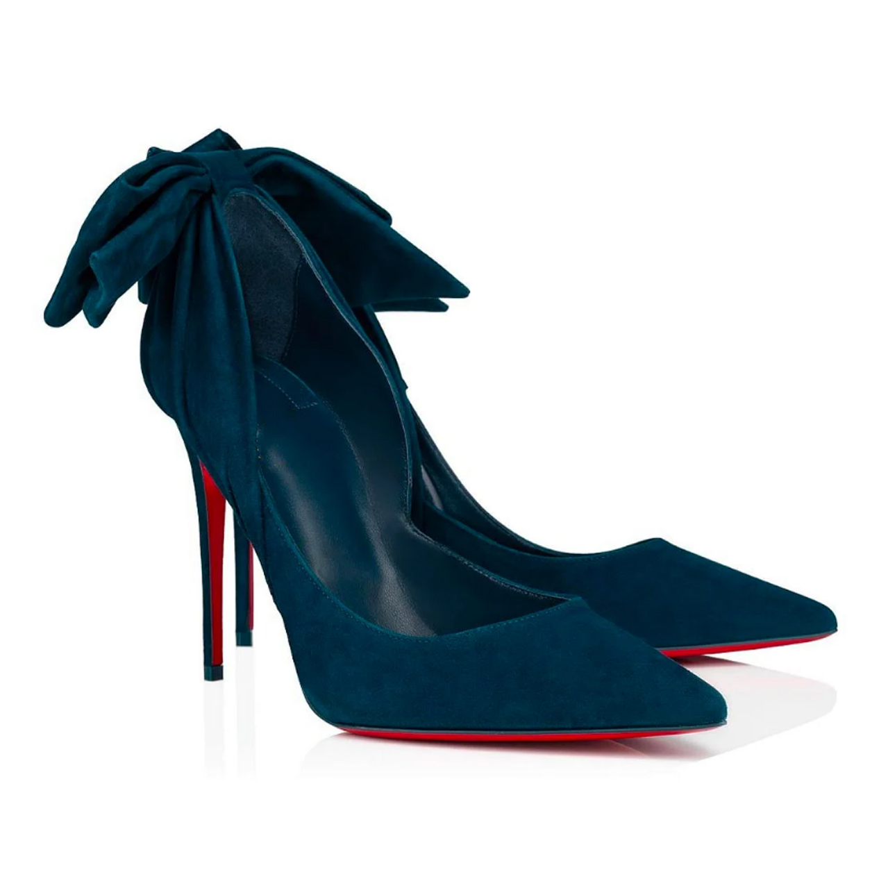 80mm/100mm/120mm Women's Elegant Suede Bowknot Pumps Red Bottom Party Shoes-MERUMOTE