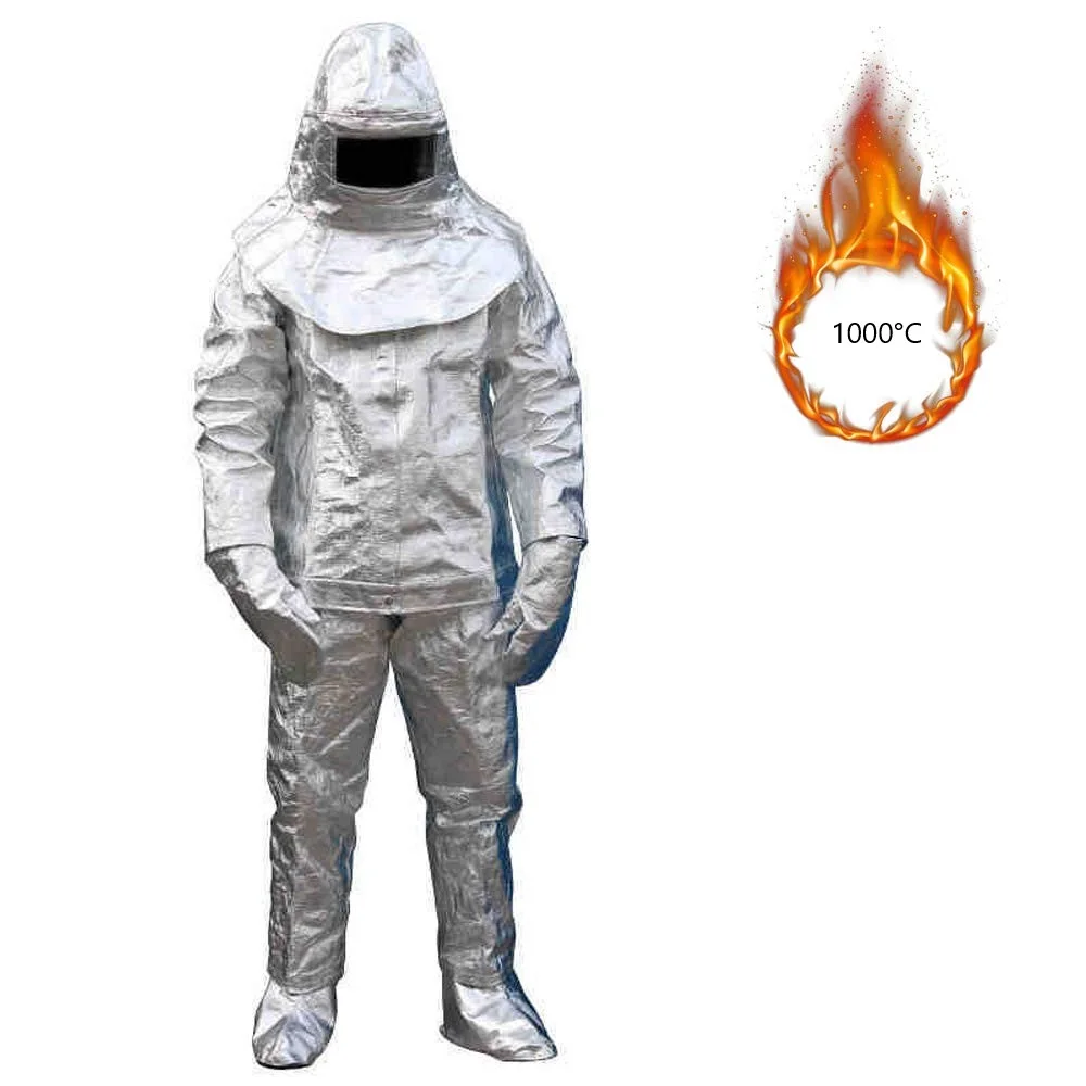 1000-1200 degree Heat Resistant Suit Anti Thermal Radiation Suit Fireproof flameproof Composite Aluminium Foil Firefighter Uniform