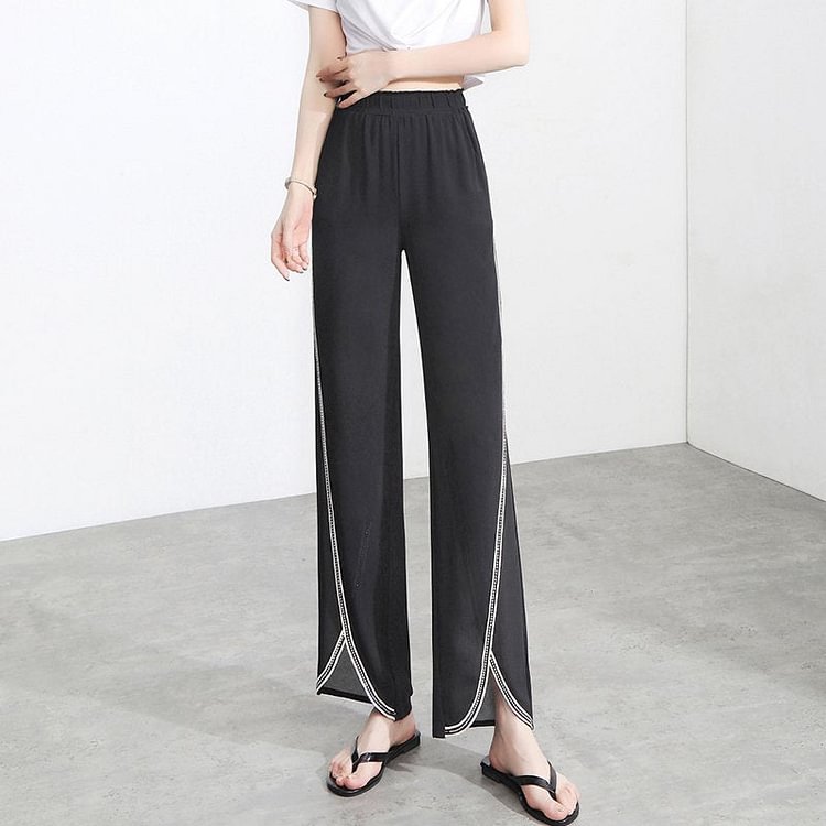 Black Chiffon Shift Casual Pants QueenFunky
