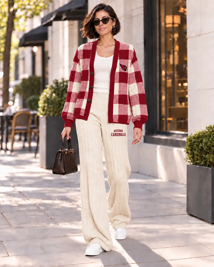 Arizona Cardinals Women's Game Day Cable-Knit Cardigan & Wide-Leg Pants Set