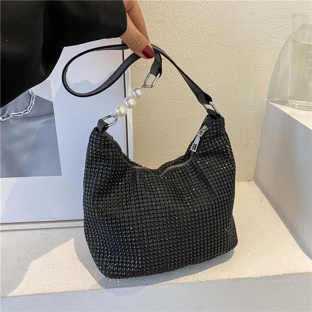 Women INS Fashion Rhinestone Square Bag Ladies Messenger Bag Designer Pearl Chain Shoulder Corssbody Bags Сумка Женская Багет
