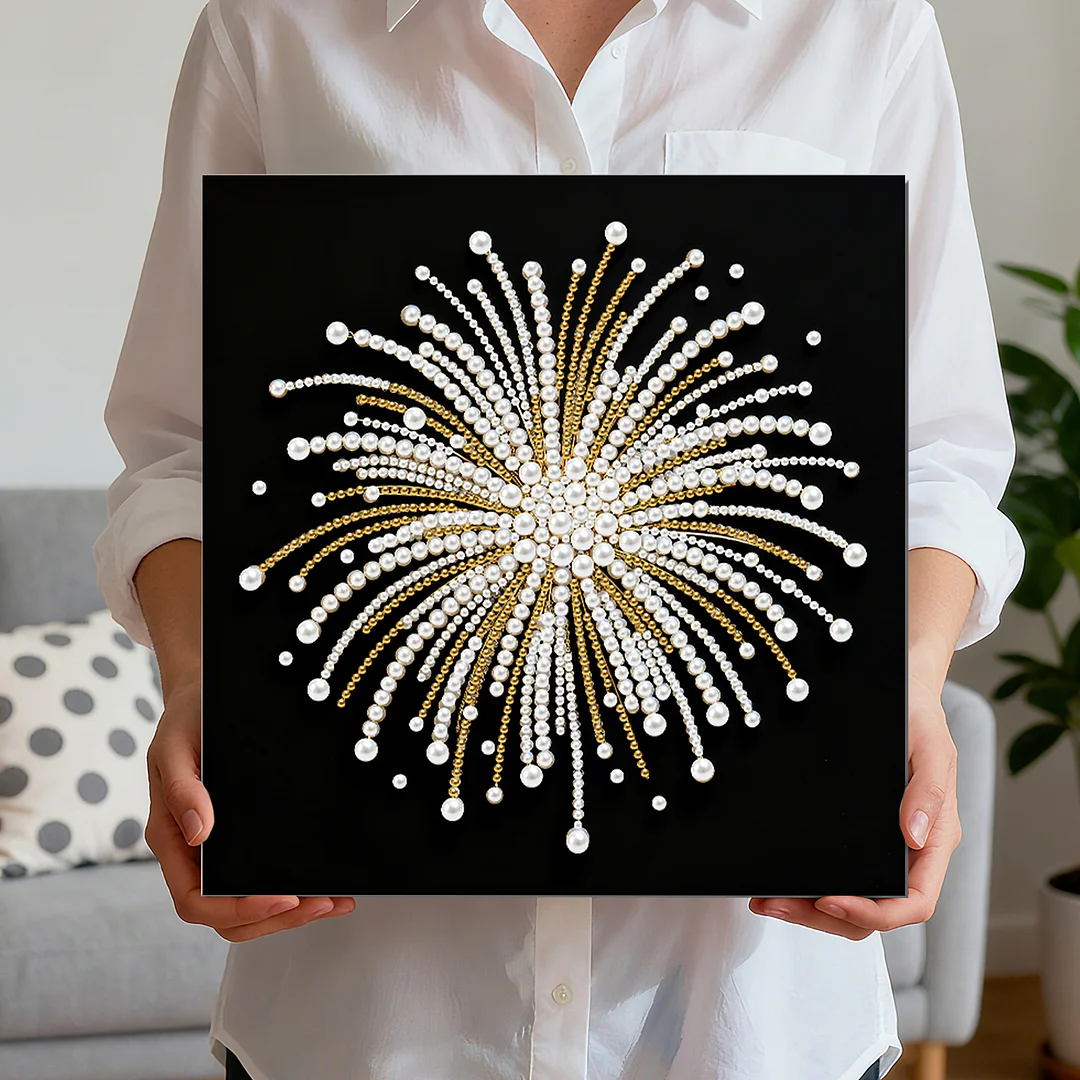 Fireworks DIY Pearl Diamond Art Kit for Adults Home Decor 25x25cm With Frame