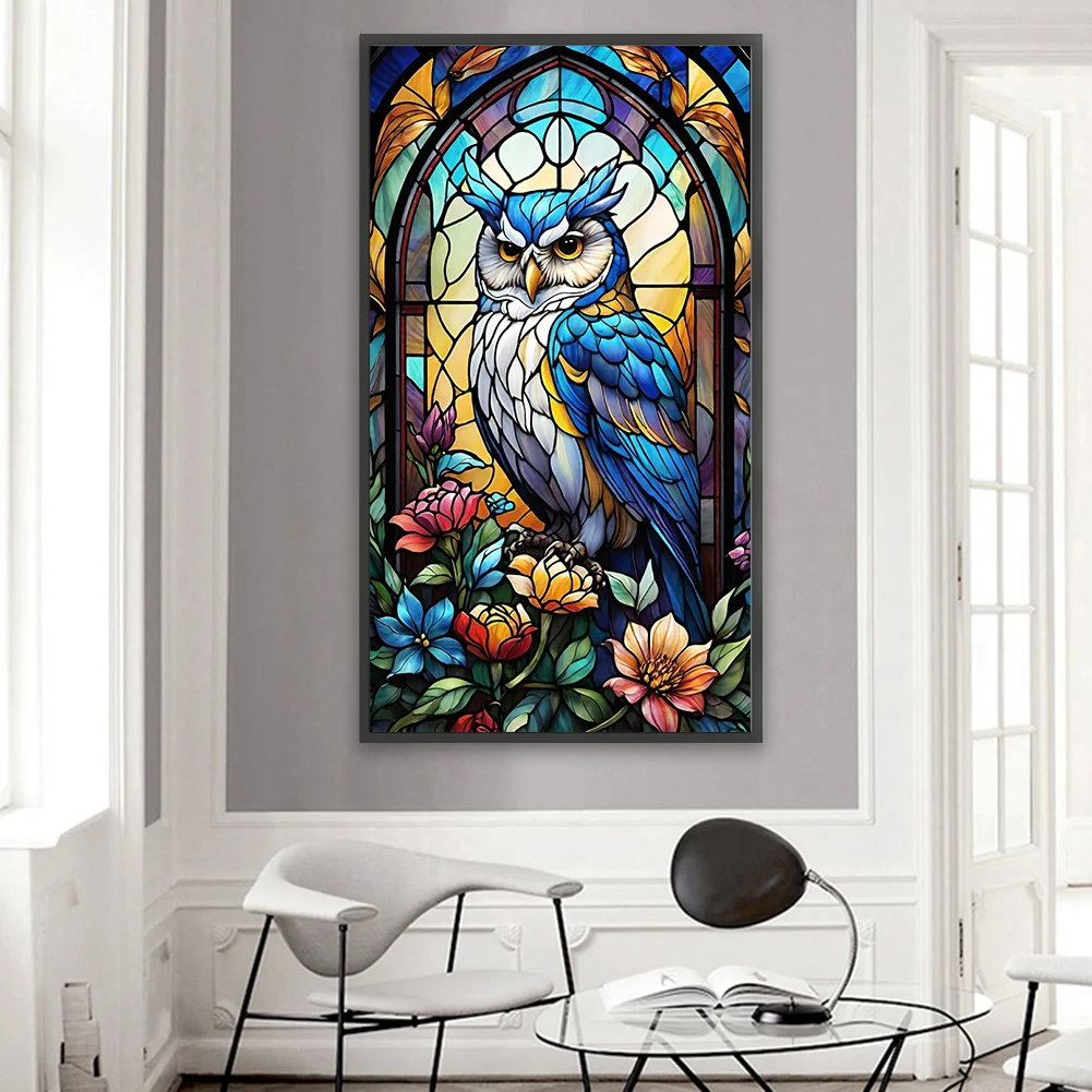 Diamond Painting - Full Round Drill - Stained Glass Owl(Canvas|40*70cm)