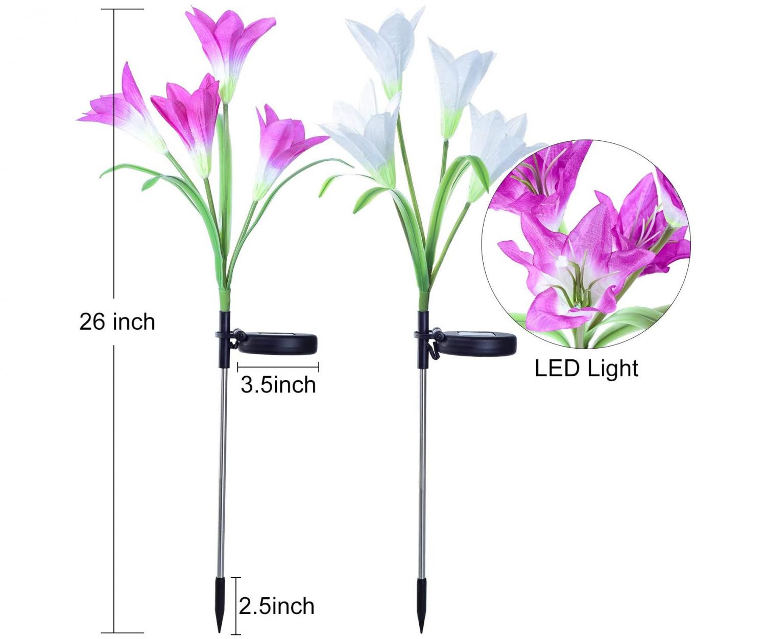 Solar Powered Flower Yard Lights - Solar lily flower lights for lighting pathway