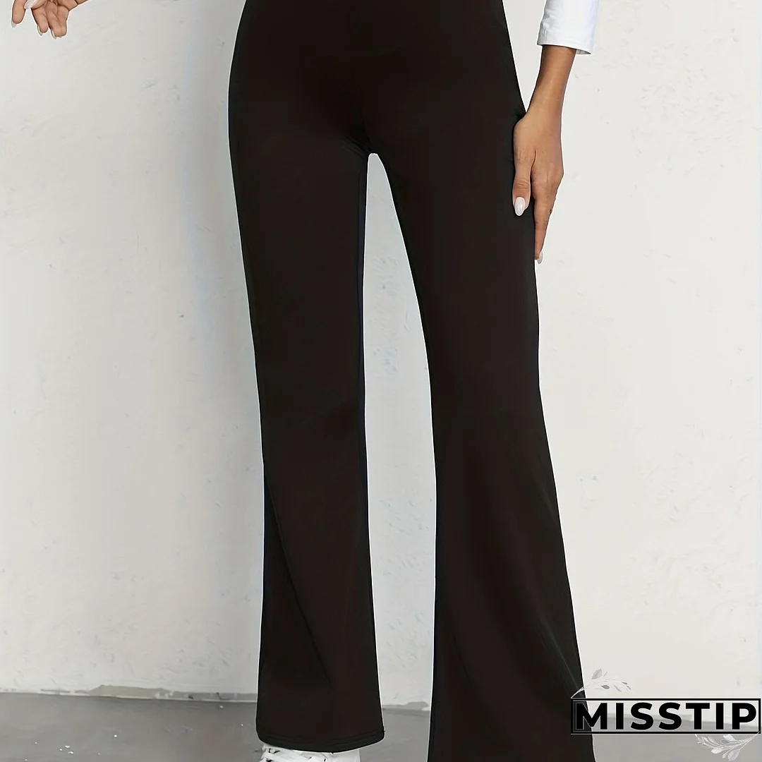 Women's Casual Pant High Waisted Flare Pant Workout Solid Pant