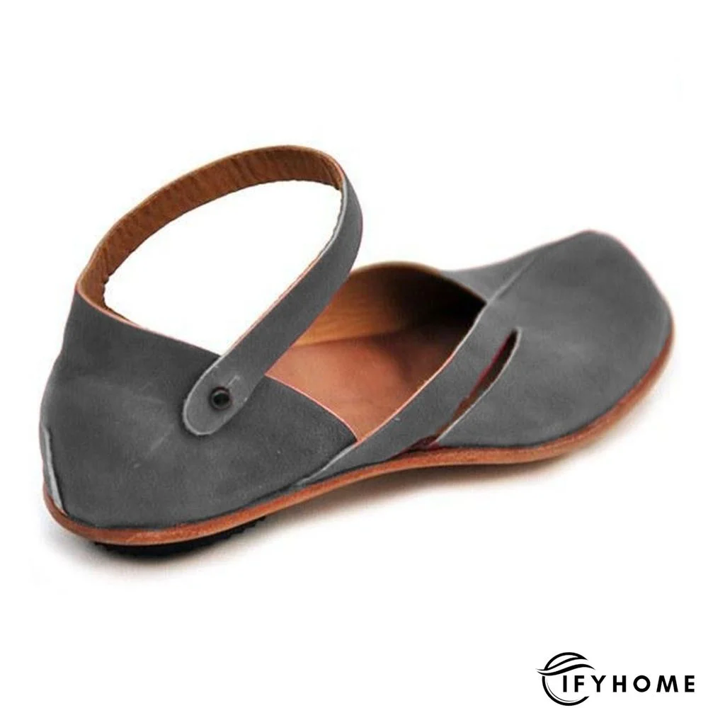 Leather Daily Flat Heel Sandals | IFYHOME