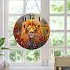 (US Local)Wood Special Shape Lion 5D Diamond Painting Clock Art Craft for Home Decor