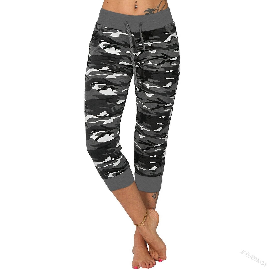 Yoga Printing Stitching Fashion Casual Cropped Ankle Pants
