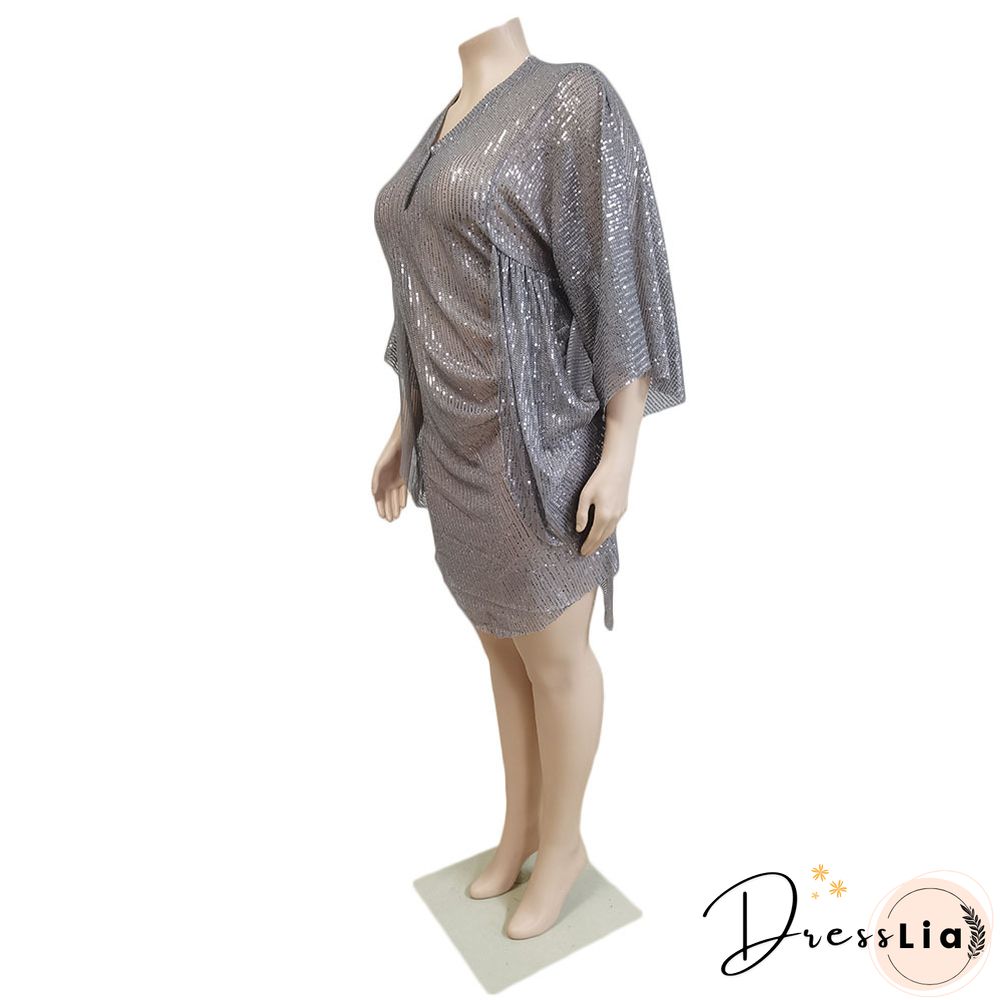 Plus Size Party Sequin Glitter Plus Size Evening Dress